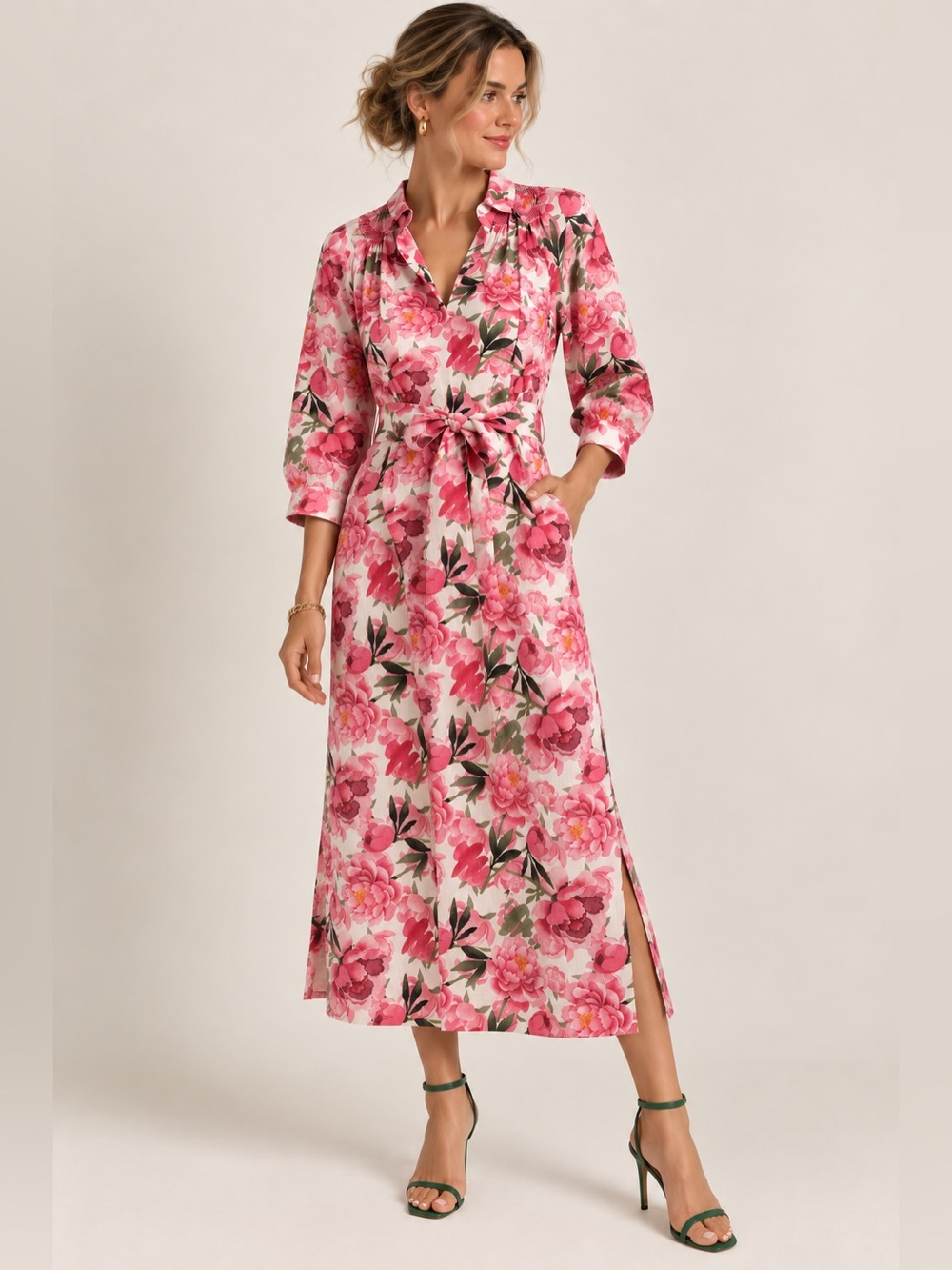 Ann Mashburn Cotton blend Floral Midi Dress size XS